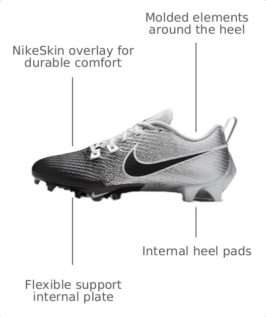Image of Nike Men's Vapor Edge Speed 360 2 Molded Football Cleats (DA5455-102, White /White /Pure Platinum /Metallic Silver)
