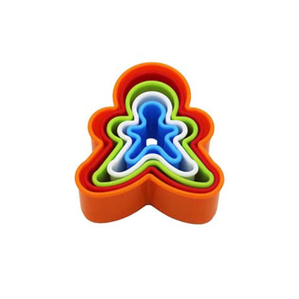 Cookie Cutter,5 PCS Biscuit Cutters Gingerbread Man Shape Cookie Cutter Shapes Food Cutter Cookie Molds Plastic Cake and Pastry Cutters for Cake Sandwich Fondant Candles Making