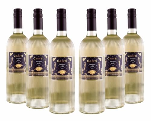 Canti - Vino blanco italiano Sauvignon D.O.C. Friuli, sabor pleno y redondo con paladar aromático, 6 x 750 ml
