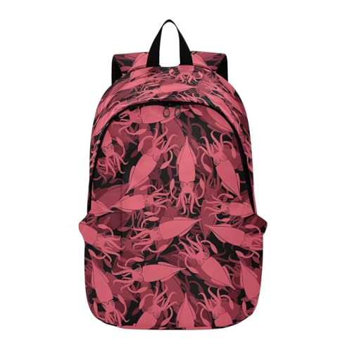 VIGTRO Squid Pattern Seamless Casual Backpack Lightweight Laptop Backpack for Women Men, Marine Organism Travel Work Business Bag Outdoor Daypack