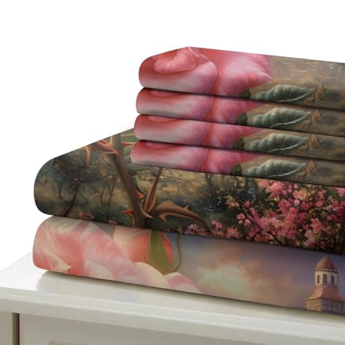 Housse de couette microfibre 135x200cm confortable imprimé 3D fleurs - 7