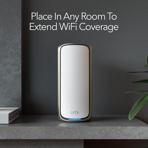 Image of NETGEAR Orbi 970 Series Quad-Band WiFi 7 Mesh Add-on Satellite (RBE970) - Works with Orbi RBE972S and RBE973S, Adds Coverage Up to 3,300 sq. ft., BE27000 802.11be (Up to 27Gbps)