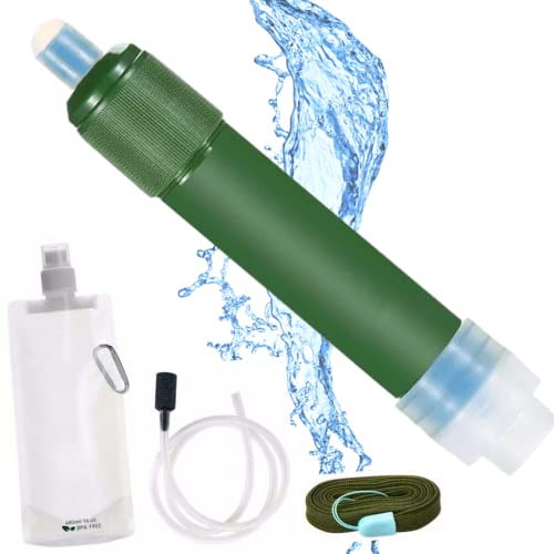Paille Filtrante de Survie 4000L - Filtre Purificateur Portable à eau à 0,01 Microns pour Randonnée Camping Backpacking Montagne Élimine 99,9% des Bactéries