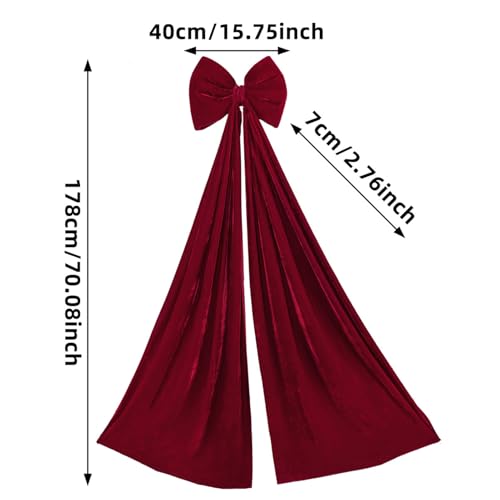 Nudo de Navidad de terciopelo rojo Mimoqk de 178x40 cm para decorar el árbol 6