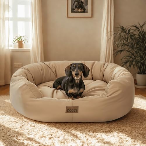 Bjird Oval Hundebett Grosse Hunde Wasserdicht - Hundedecke Sofa, Hundebett Mittelgroße Hunde - Waschbares Hundesofa - Oeko-Tex Hundekissen Dog Bed 94x75 cm Beige XL