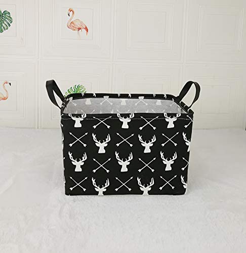 Image of Kid Storage Basket Gift Shelf Basket Toy Storage Bin, Nursery Basket Organizer Box for Children Room Deco With Handles (Deer)