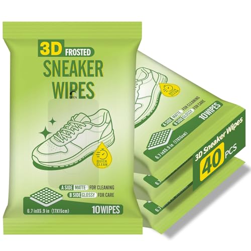 Creatyi 3D Sneaker Wipes Frosted Shoe Cleaner Double-Sided Material Sneaker Cleaner Shoe Wipes for Household Use, Outdoor Camping, Cycling, Hiking, Mountain Climbing (40 PCS)