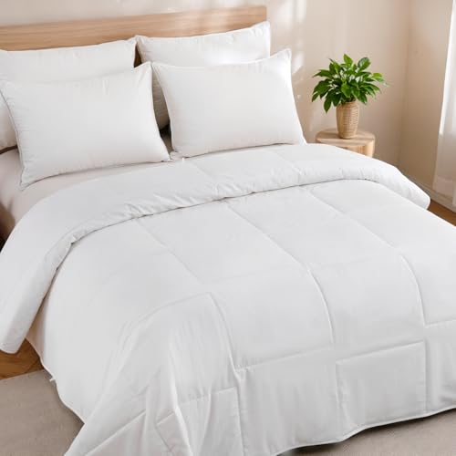 YOUR MOON Washable Lightweight Wool Comforter Queen 51% Wool Blend White