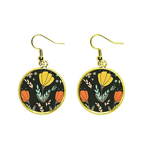 Pendientes de flores joymer para mujer con pintura vegetal amarilla y oro