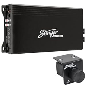 Stinger Audio MT20001 Monoblock 2000 Watt RMS Car Audio Subwoofer Amplifier with Remote Subwoofer Level Control Bass Knob, Class D, Hexfet Mosfet, Subsonic Filter, Low-Pass Filter, Bass Boost Q
