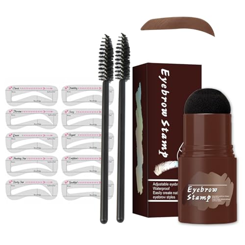 Clawrex Juego de plantillas para cejas, resistente al agua, polvo de cejas, sello de cejas, con 10 plantillas reutilizables para cejas, larga duración, natural, multifuncional (marrón claro)
