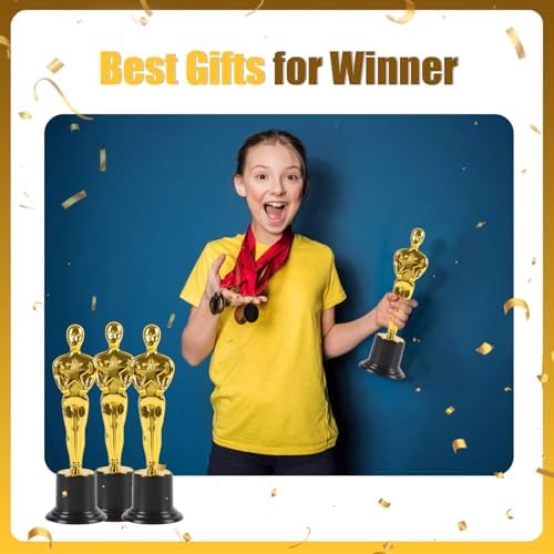 LOKIPA 12 Pack Gold Award Trophy, 6 Inch Award Statues Gold Award Statues for School Award, Game Prize, Party Prize and Appreciation Gift — view 5