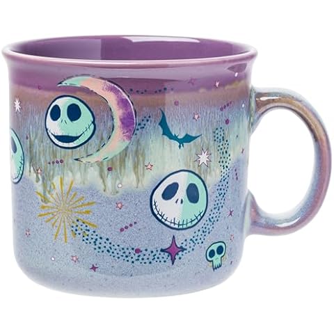 Silver Buffalo Disney Nightmare Before Christmas Jack Skellington Mystic Opulence Reactive Glaze Ceramic Camper Mug, 20 Ounces Cover