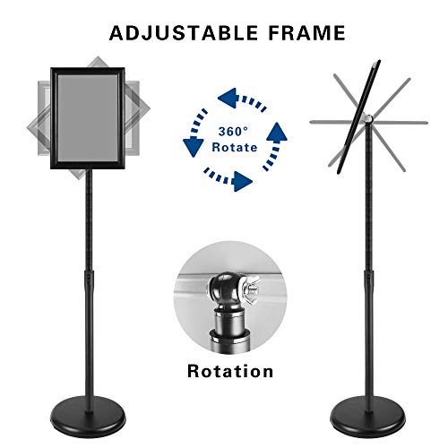 Pujiang 8.5X11 Inch Adjustable Sign Holder Poster Stand, Heavy Duty Floor Sign Stand With Aluminum Snap Open Frame For Vertical And Horizontal Sign Displayed(Black) #TOP3