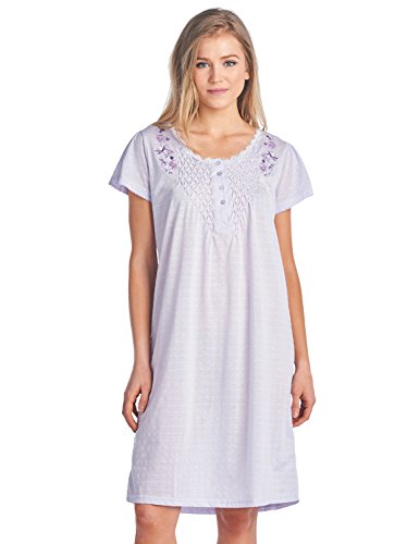 Casual Nights Women's Fancy Lace Flower Short Sleeve Nightgown
