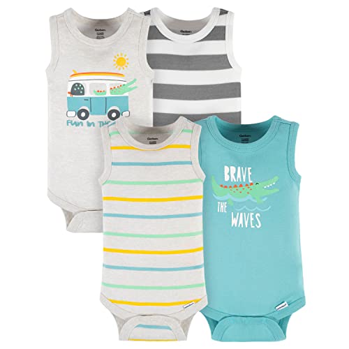 Image of Gerber Baby Boys Multi-Pack Sleeveless Onesies Bodysuit