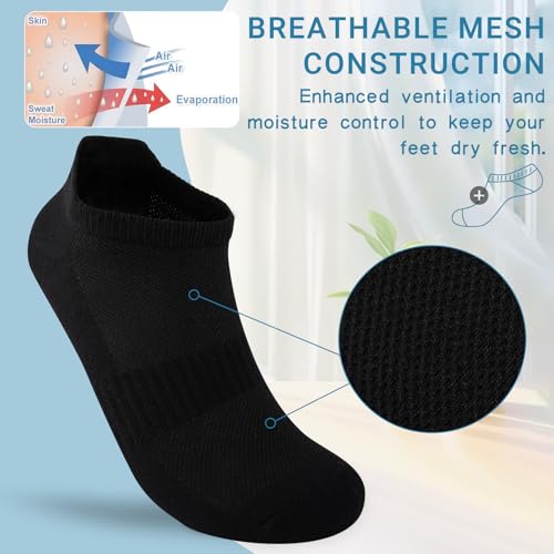 Heatuff 7 Pairs Mens Ankle Socks Cotton Low Cut Athletic Breathable Comfort Casual Socks with Tab3