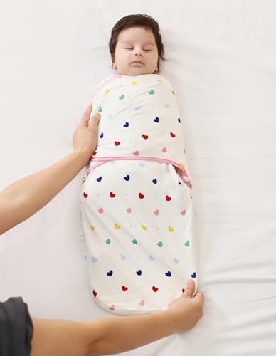 Image of Organic Baby Swaddle Sleep Sacks Newborn Swaddles Blanket Boys Girls Essentials Wearable Wrap, Heart, 3-6Months