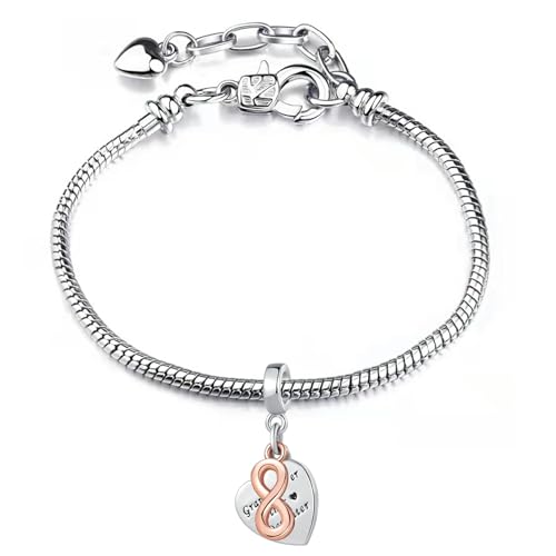 Abalorio de corazón infinito para abuela, madre e hija en pulseras 4