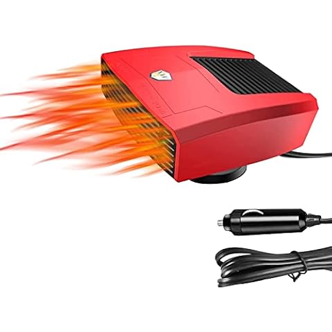2022 Newest Car Heater Defogger 12V 200W, 2 in 1 Heating/Cooling Mini Car Heater Defroster Anti-Fog Plug in Cigarette Lighter, Defroster with Ergonomic Handle Windshield Defogger Defroster-Red Cover