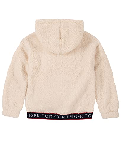 Tommy Hilfiger Girls' Full-Zip Fleece Hoodie Sweatshirt With Front Pockets, Pearl Sherpa, 7 - Thumbnail 2