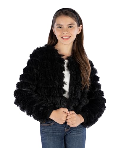 Speechless Girl's, Open Front Shaggy Jacket, Black, Large