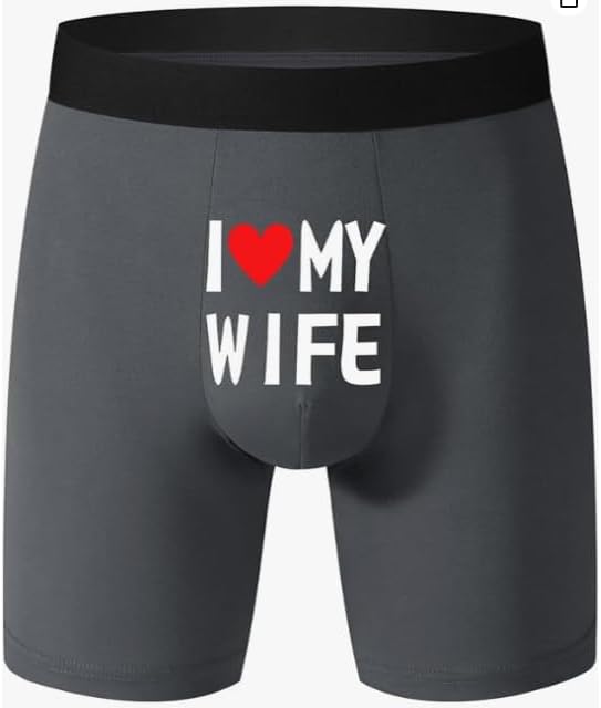 Mens Underwear Boxer Briefs with Pouch Polyester Soft Stretch Boxer Briefs with I Love My Wife Design Breathable Underwear