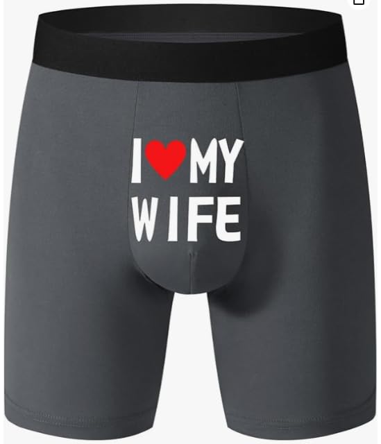 Mens Underwear Boxer Briefs with Pouch Polyester Soft Stretch Boxer Briefs with I Love My Wife Design Breathable Underwear