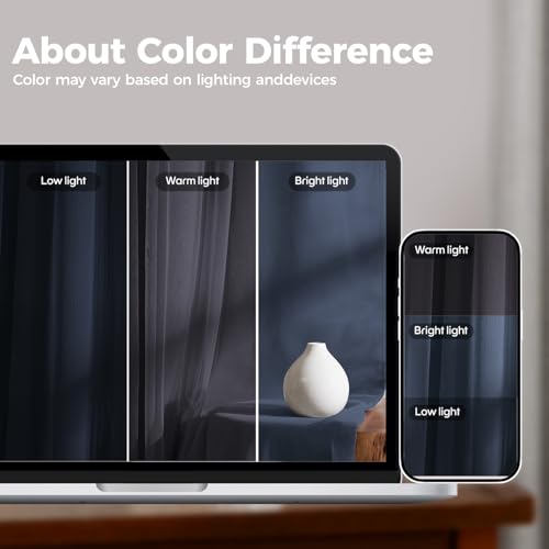 Image of 100% Blackout Curtains for Bedroom, Double Layer Navy Blue Curtains, Black Out Curtain 72 inch long With Sheer Overlay for Living Room, Room Darkening Window Drapes with Grommet, 52 inchW x 72 inchL