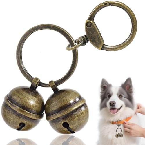 Morn Light Copper Dog Bells for Collars with Quick-Release Clasp - Audible Safety Trackers for Medium to Large Dogs, Outdoor Collar Accessories(Bronze)