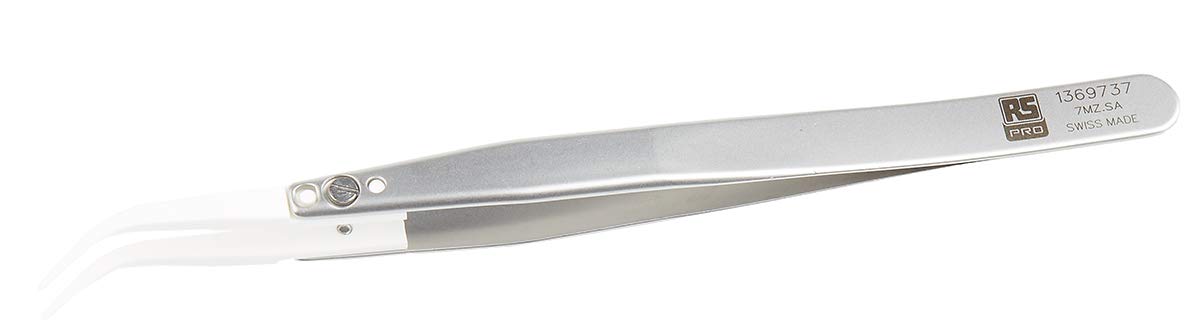 RS PRO Edelstahl Pinzette, 130mm, Spitze Gebogen, Fein Antimagnetisch 1-teilig