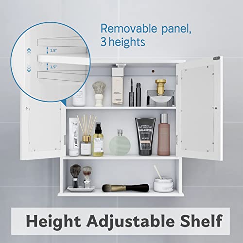 Taohfe Medicine Cabinet, Medicine Cabinets For Bathroom With Mirror 2 Doors 3 Open Shelf, Bathroom Cabinet Wall Mounted Wooden Storage Over Toilet Laundry Room Kitchen thumb #7