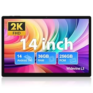 FASTWD Tablet 14 Pulgadas,2024 Newest Tablet Android 14 Tableta 4G(sin Soporte SIM),11580mAh y 18W,36GB RAM+256GB ROM/2000 * 1200 incell FHD/Widevine L3/Face ID/BT 5.0/TÜV/GMS/Tablet con lápiz,Negro