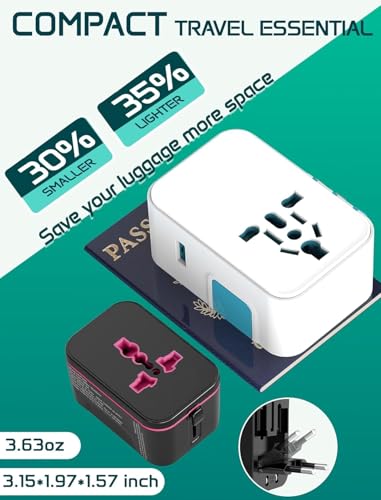 Image of Universal Travel Adapter Worldwide, European Travel Plug Adapter with 2 USB C, 2 USB A and Multi AC Outlets, International Power Converter All in One Universal Charger Power Adapter for EU US UK AUS