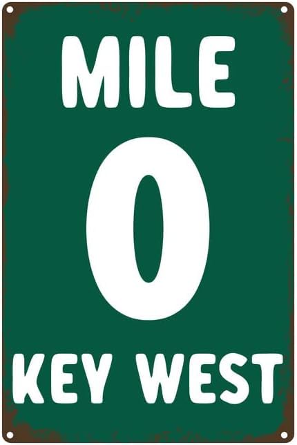 Mile 0 Key West Retro Look Iron Decoration Art Sign Country Kitchen Decor Country Decor For Kitchen Signs For Man Cave Metal 30X20 CM