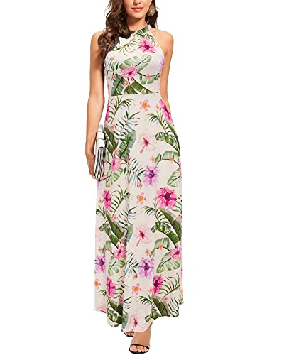 Image of STYLEWORD Women's Summer Floral Halter Maxi Dress Vacation Semi Formal 2026