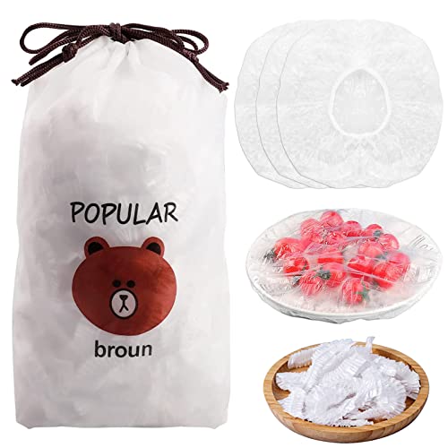 YOUYIKE 100 Pièces Sac de Conservation Alimentaire,Sacs de Conservation Frais Reutilisable, Couvre Plat Elastique pour Conservation des Fruits et Légumes ou Stockage des Aliments (Blanc)