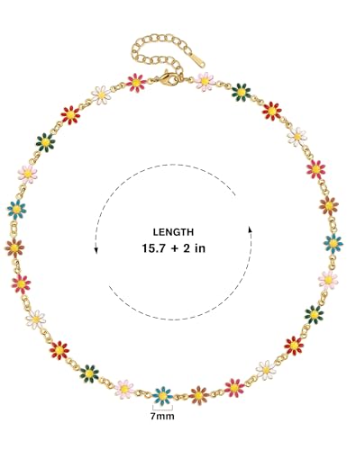 Cute Flower Necklace for Women 18K Gold Plated Dainty Daisy Flower Pearl Choker Necklace for Women4