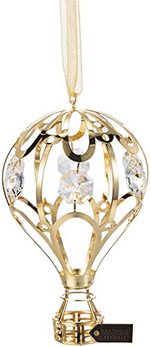 Matashi 24K Gold Plated Crystal Studded Gold Hot Air Balloon Hanging Ornament Gift for Christmas Valentines' Day Mother's Day Anniversary Thanksgiving -  CT0122