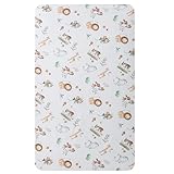 Hojas de Mini Cuna instaladas, Lindo patrón Animal de Animales de Dibujos Animados sábanas Suaves y Transpirables con Borde elástico para un colchón de playard de 52x28x8 Pulgadas bebé