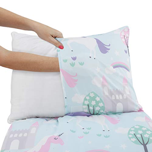 Image of Everything Kids Pink, Light Blue and Lavender Unicorn Deluxe Easy Fold Nap Mat