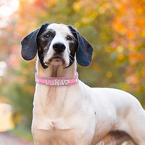 Senristar Personalisierte Bling Strass Hundehalsband mit Namen, Benutzerdefinierte Glitter Crystal Diamond Hundehalsband für Kleine Mittlere Große Hunde