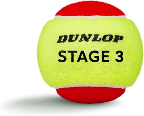 Dunlop Tennisball Stage 3 Rot - für Kinder & Anfänger auf dem Kleinfeld (3 Bälle)