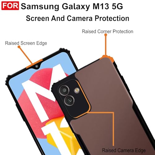 Image of Zapcase Back Case Cover for Samsung Galaxy M13 5G | Compatible for Samsung Galaxy M13 5G Back Case Cover | Clear Case with Camera Protection | (TPU + PC | Matte Black)