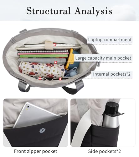 TINYAT Quilted Tote Bag for Women Puffer Duffle Bag with Yoga Mat Strap Zipper Travel Bag Large Yoga Gym Tote for Work, Sport4