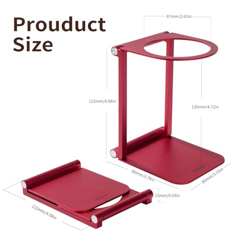 Image of Pour Over Coffee Maker Stand,Foldable Portable Electric Espresso Machine Stand,Holder for Coffee Grinder,Universal Dripper,V60 Dripper,Travel Coffee Maker, Press Round&Red