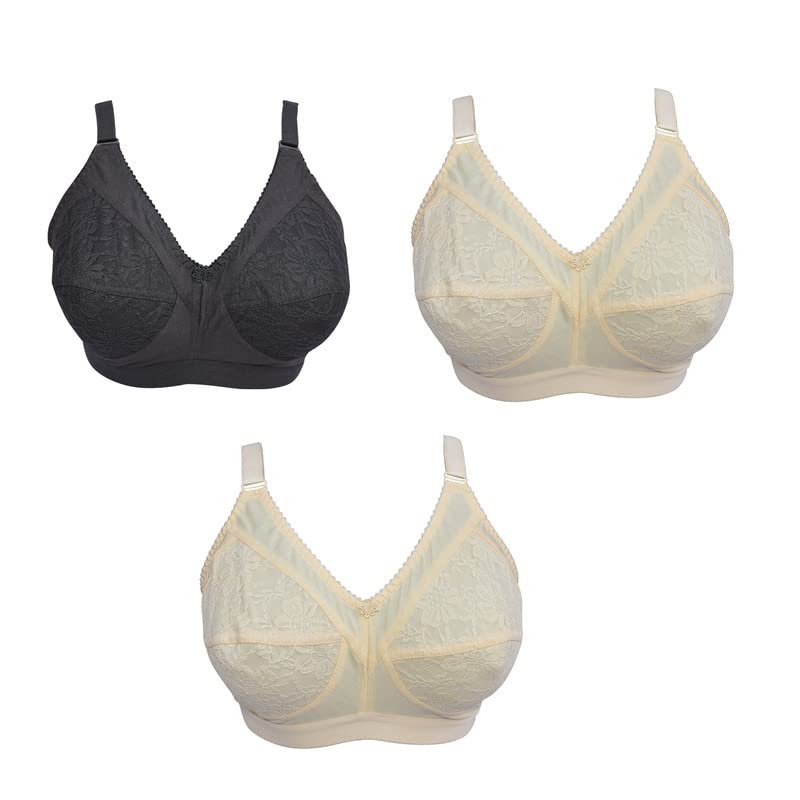 ninteen-69 Women's Non Padded Lovable Full Coverage Bra Combo Pack of 3 -S076- Rose2-1-picture-15
