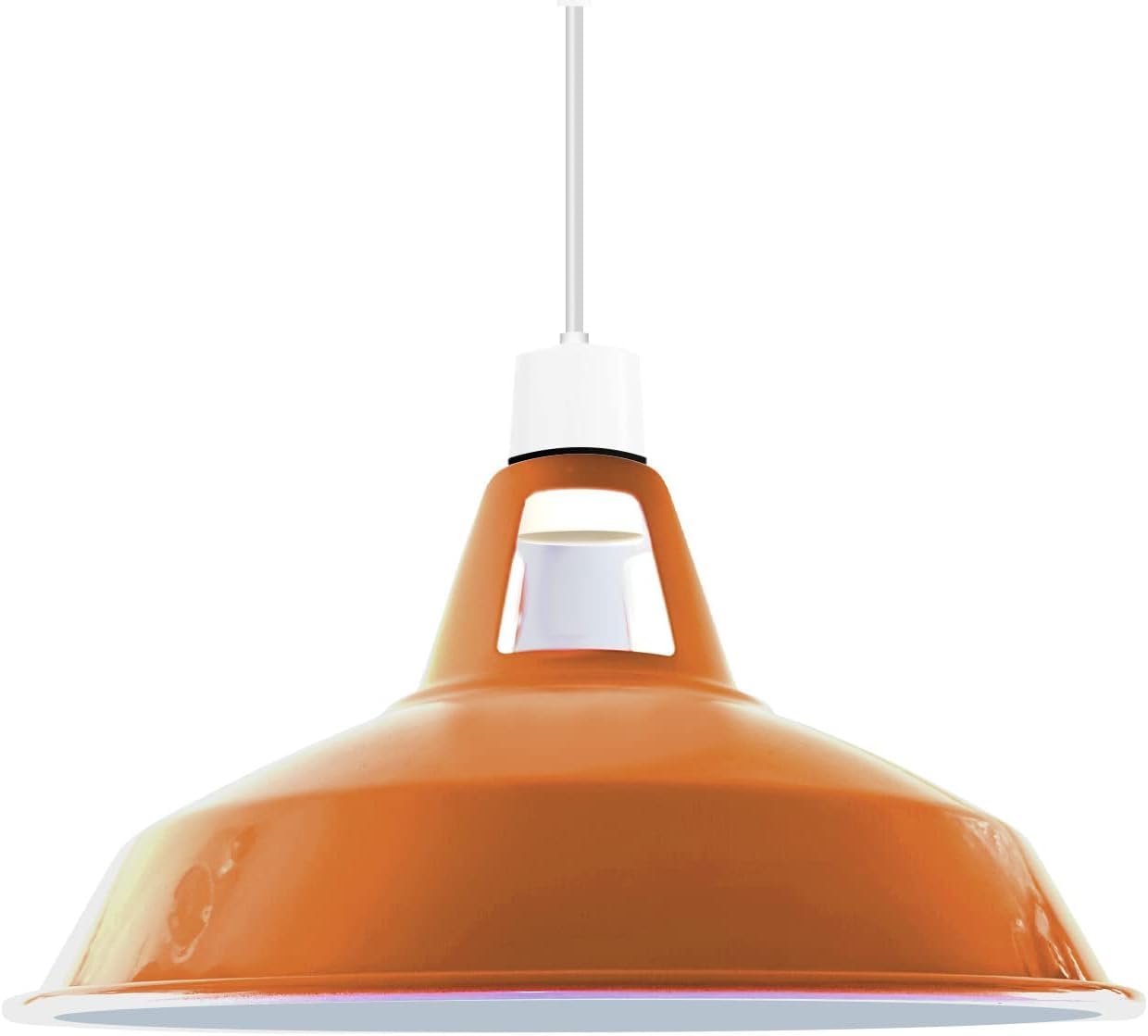 Retro Orange Metal Easy Fit 30cm Ceiling Pendant Light Shade E27 Pendant Metal Ceiling Lamp Shade Light Pendant Modern Lighting Shade for Bedroom Industrial Light Shade Ceiling (Style 2)