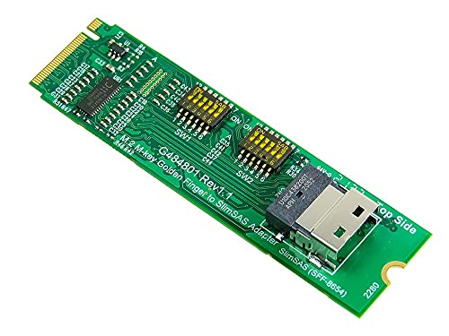 Micro SATA Cables|M.2 M-Key PCIe Gen4 to SlimSAS 4i (SFF-8654) Adapter with ReDriver for High-Speed Data Transfer
