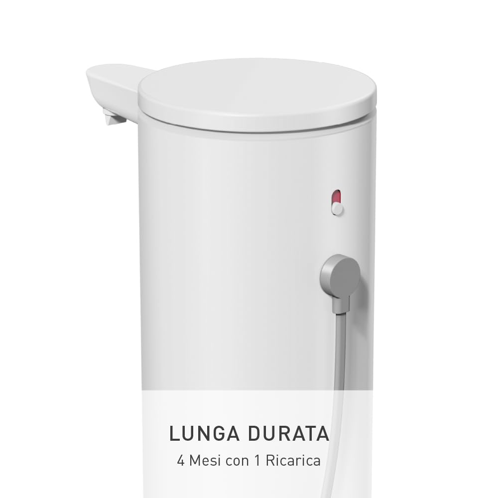 simplehuman Pompa a sensore, in acciaio legato, bianco, 266 ml ricaricabile (modello 2024)